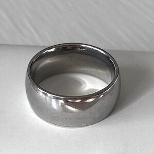 Stainless Steel Wide Dome Band Ring Silver Minimalist Bold 9mm